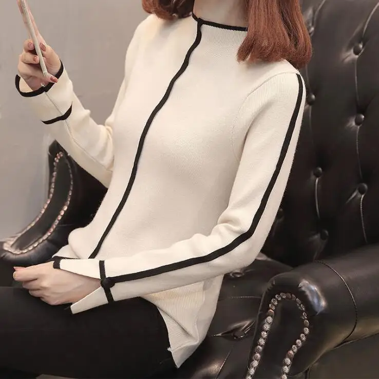 

Women Long Sleeve Cotton Pullover Sweater Ladies Soft Knitted Slim Fall Sweaters Tops Autumn Clothing