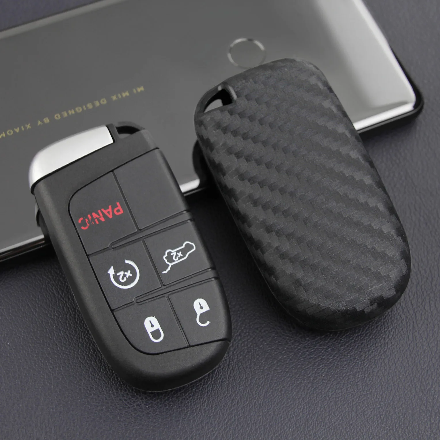 Чехол брелок из углеродного волокна для Jeep Grand Cherokee и Renegade Compass Dodge Durango Journey Charger