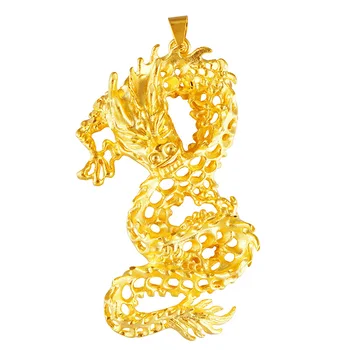 

24K Gold Chinese Dragon 3D Hard Gold Pendant for Women Men Charm Pendant Choker Necklaces for Women 2020 Collier Dubai Jewelry