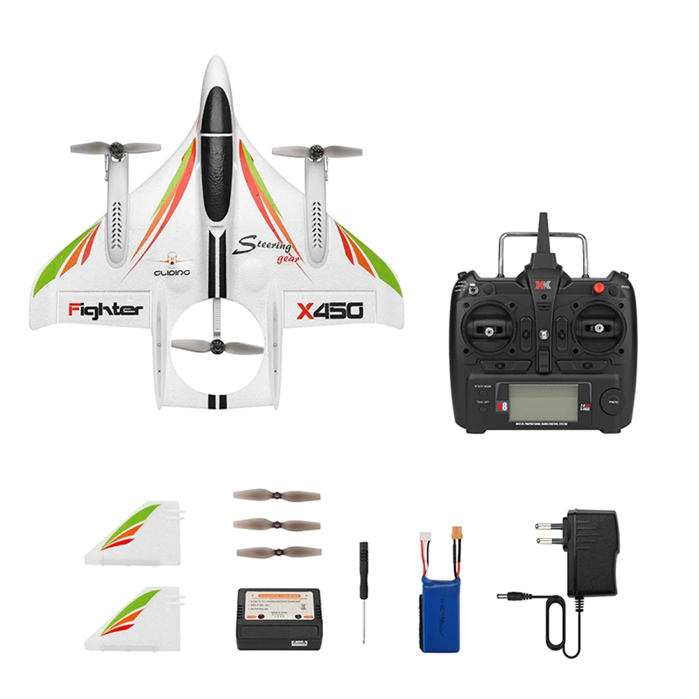 WLtoys XK X450 RC самолет 2,4G 6CH 3D/6G бесщеточный двигатель вертикальный взлет светодиодный светильник с дистанционным управлением планер самолет с фиксированным крылом - Цвет: CN Plug