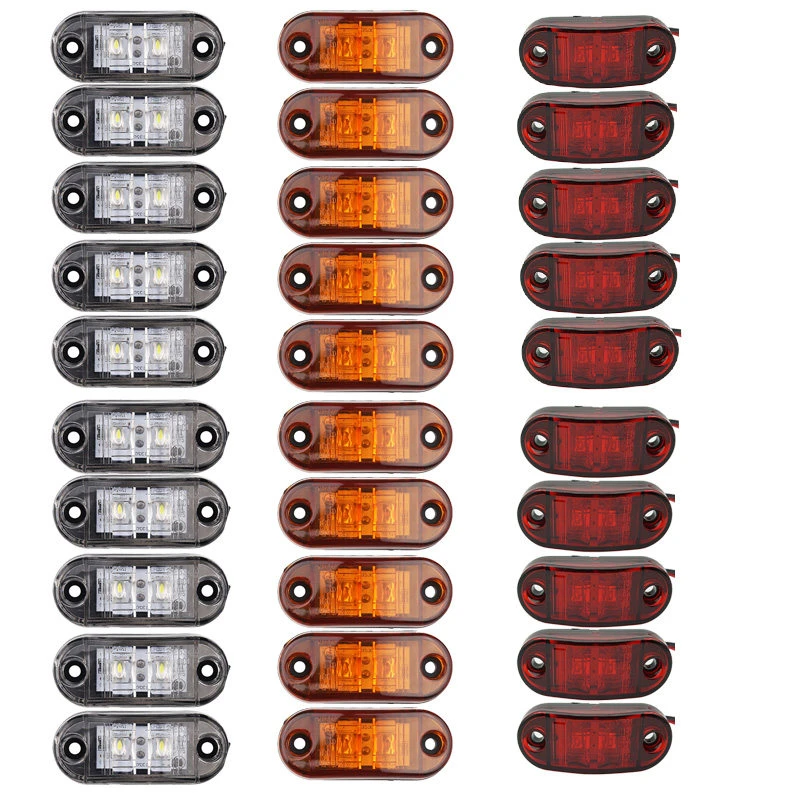 10pcs Warning Lights Leds Diode Light Trailer Truck Yellow Orange White Red Led Side Marker Lamp