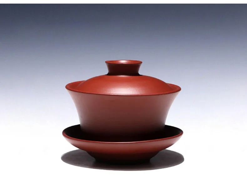 Gaiwan 210 мл, чайная чаша из натуральной фиолетовой глины, набор с крышкой и блюдцем, Исин, чайная супница, мастер-чашка, чайная посуда, посуда для напитков, контейнер для декора