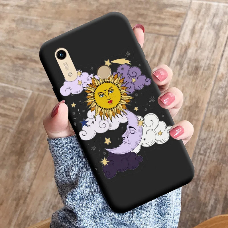 Personality Black For Honor 8A Pro Case Personality Tide Shell  For Huawei Y6 Prime 2019 CaseCute Cat For HUAWEI Y6S Fundas Case phone pouch bag Cases & Covers