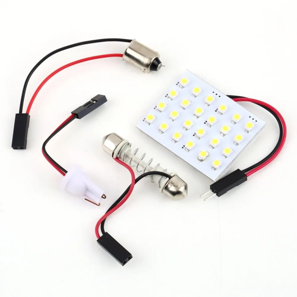 1 комплект DC 12V светодиодный панель для чтения T10 BA9S Foon 3 Адаптеры 24 SMD 5050 белый салон для автомобиля Купол свет plug& play