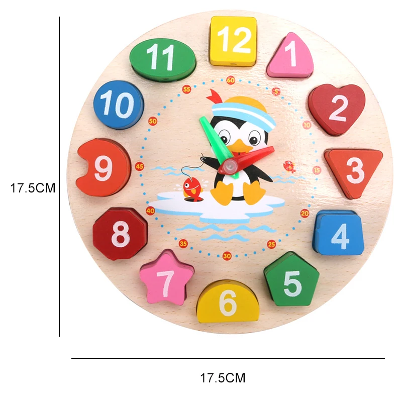 Montessori wooden clock puzzle cartoon animal tangram cognitive digital clock kids early educational threading assembly toys wooden clock toys educational toys