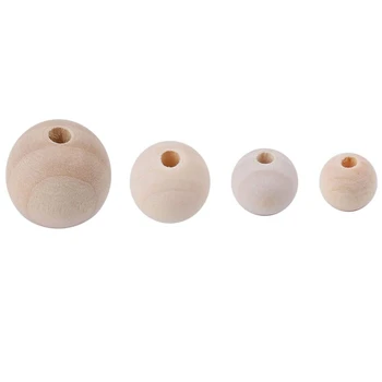 

HOT Wooden Beads,Round Wood Beads Set Natural Wooden Loose Beads Spacer Beads(700 Pieces)