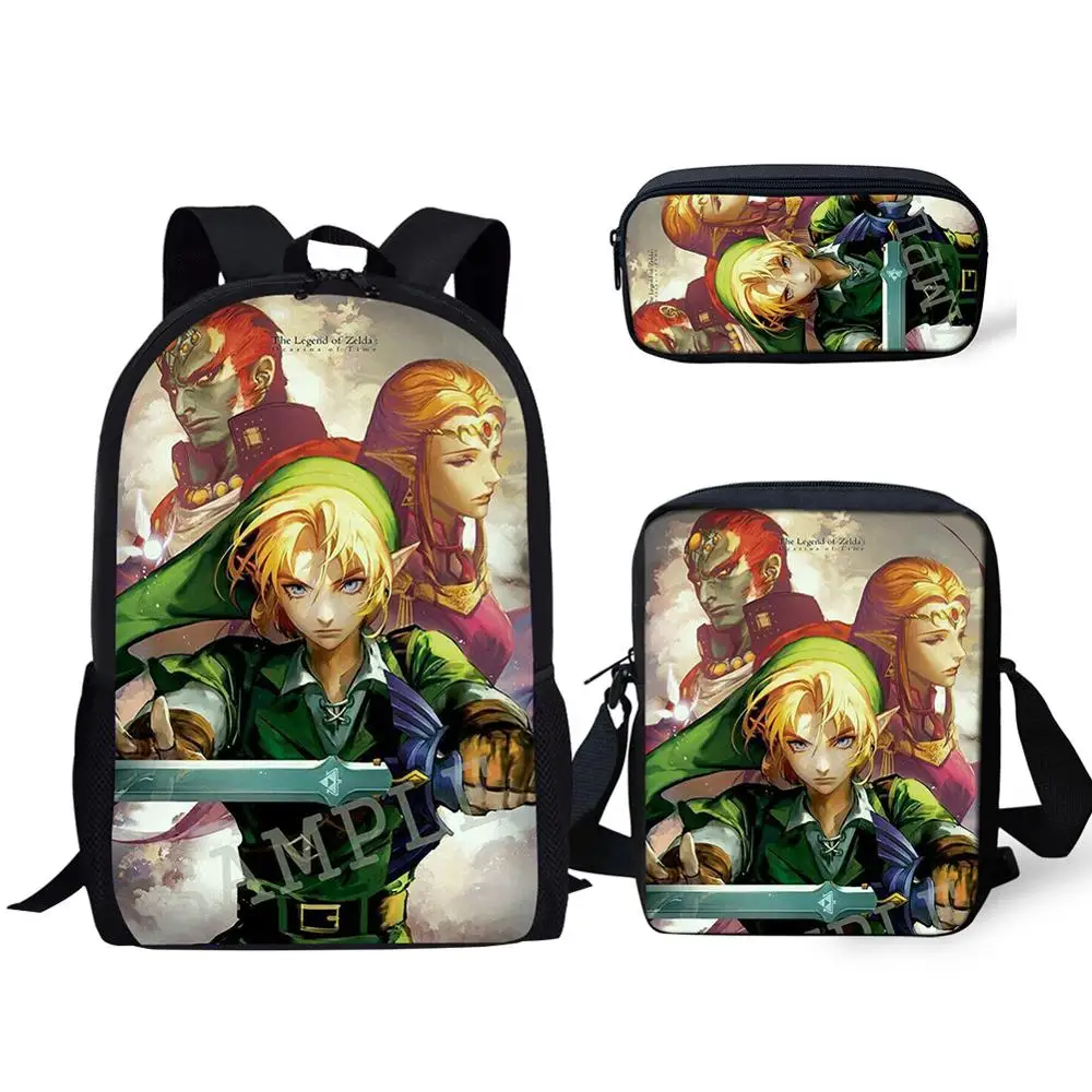 

HaoYun 3PCs/Set Children Backpack Hot Game Legend of Zelda Prints Pattern Kids School Bag Teenagers Book-Bag Mochila Rucksack