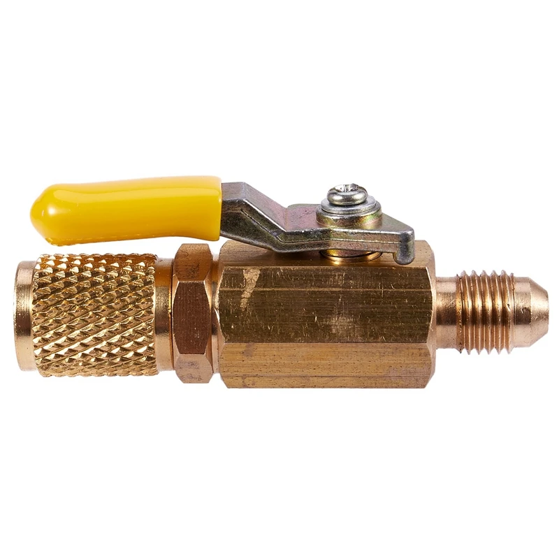 Латунь Прямой шаровые краны 1/4 дюймов SAE 800PSI фитинги для AC высокого давления R410A брандспойт Запчасти кондиционер для установки
