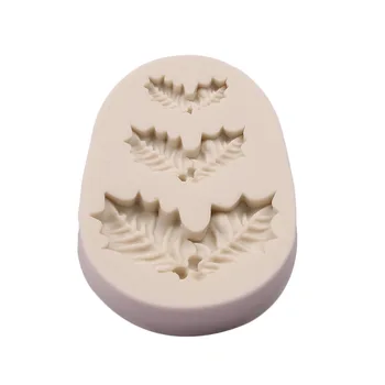 Holly Leaves Fondant Cake Silicone Mold Chocolate Candy Christmas Molds Cake Decoration Baking Tools