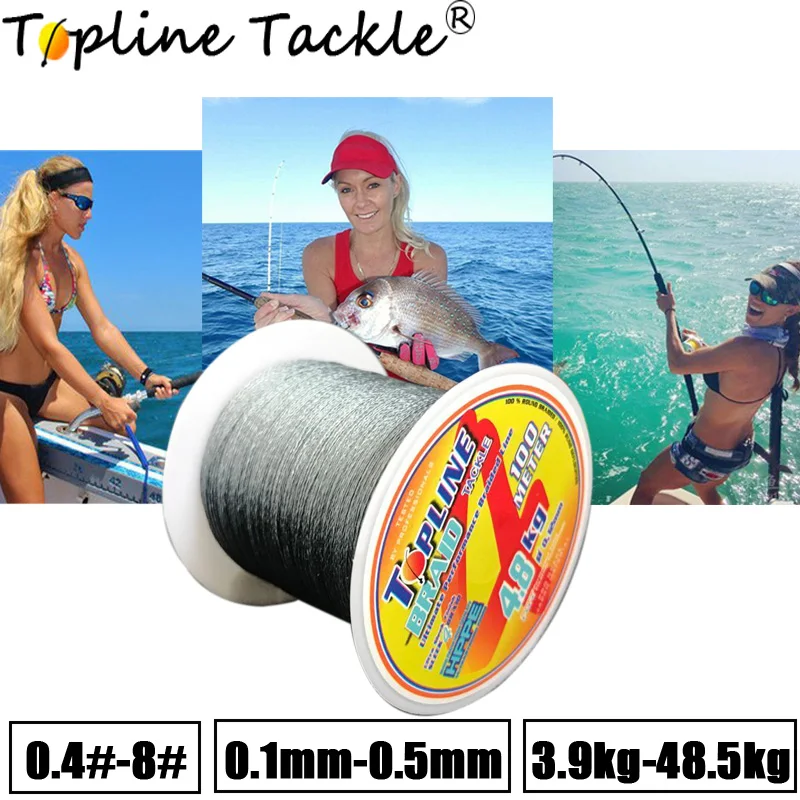 Рыболовная леска Topline, многонитевая, Диаметр 0,1-0,5 мм, плетеный шнур для рыболовного шнура, 100 м, плетеная леска