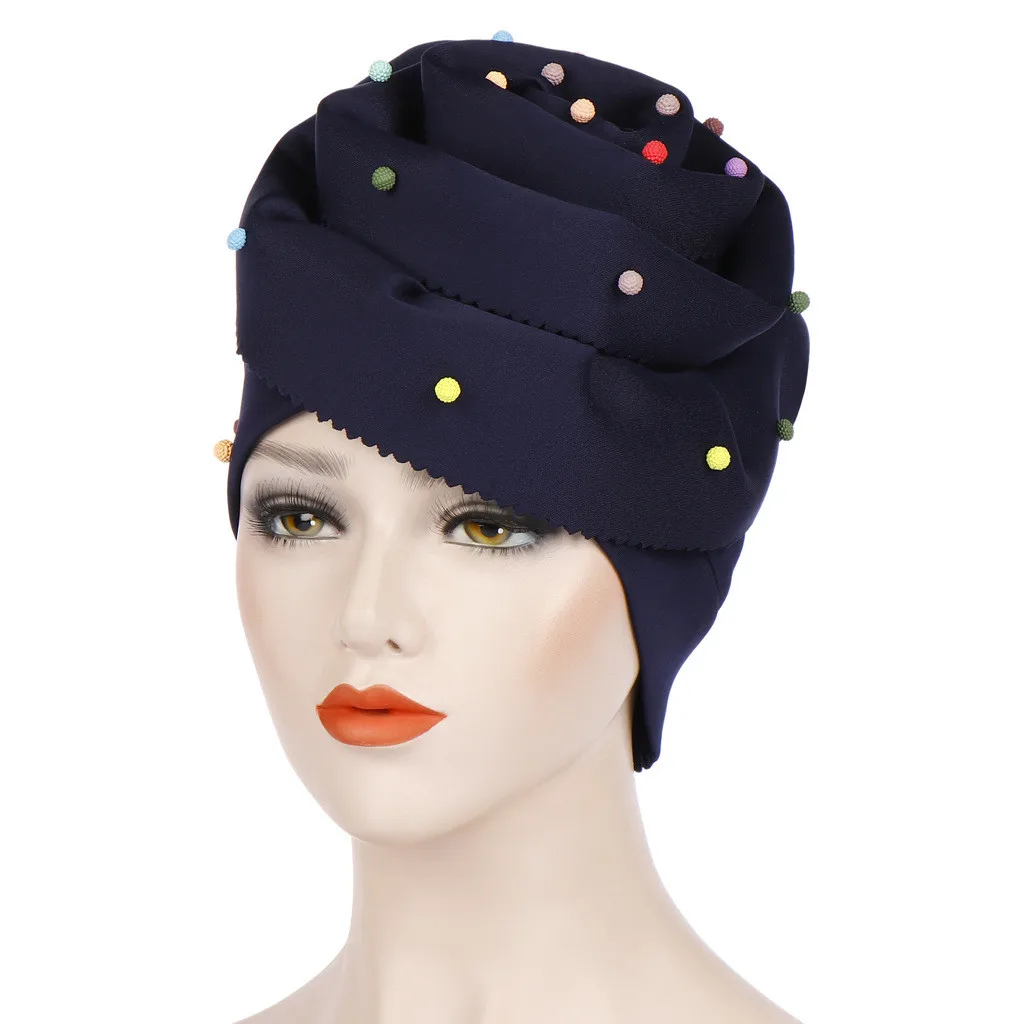 Хиджаб для мусульманок шляпа цветочный сплошной рюшами Femme Musulman головной платок тюрбан шапка Рак капот химио шапки