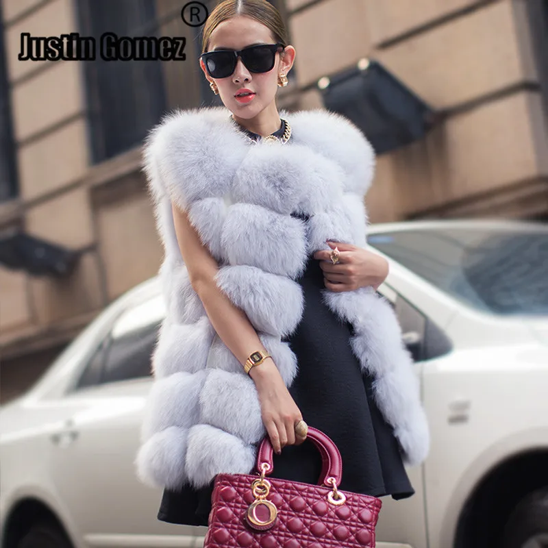 Highest Quality Sleeveless Warm Windproof Work Wear Winter Coat Women Outwear Trendy Stylish Slim Natural Fox Fur Woman's | Женская