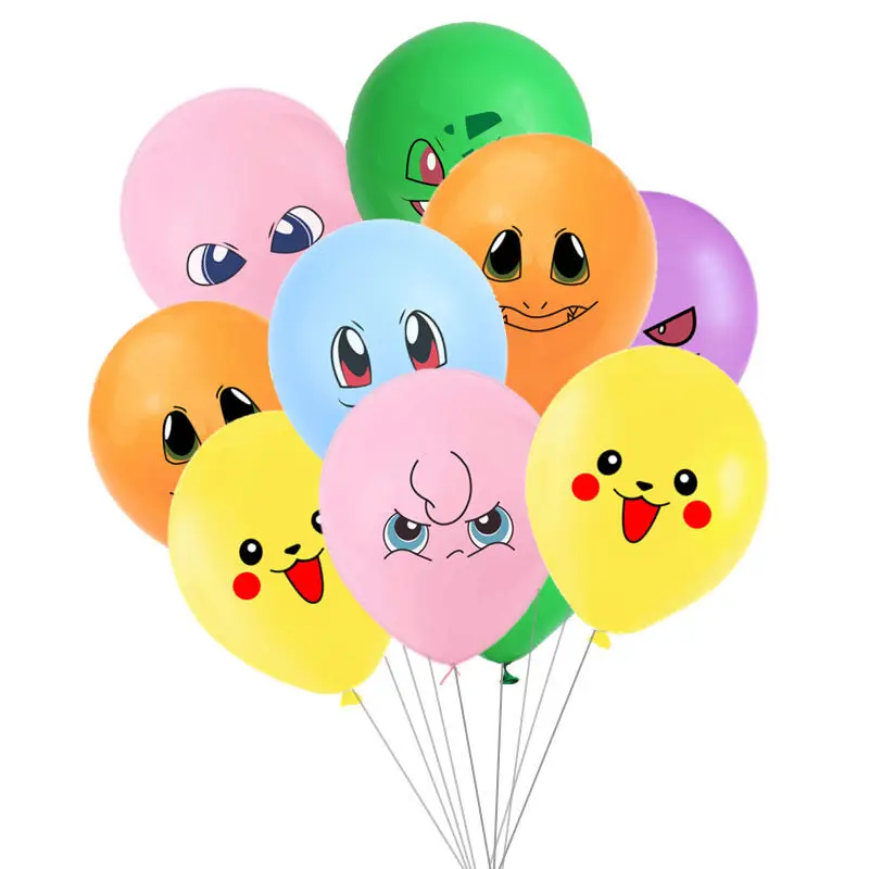 cute mix 10pcs 10 шт 12 дюймов с рисунком воздушных шаров с изображением покемон игры "Покемон го" Выражение шарики для День Рождения вечерние baby shower украшения для детских игрушек - Цвет: cute mix 10pcs