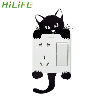 

HILIFE Cute Cat DIY for Kids Room Bedroom Kitchen Bathroom Handle Switch Sticker Waterproof and Oilproof 3D Wall Sticker