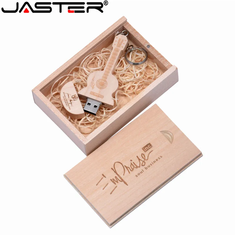 Usb флеш накопитель JASTER 4 64 Гб с деревянной бамбуковой гитарой и логотипом в
