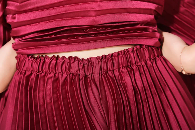 MIYAKE pleat костюм плиссированная серия Удобная блестящая ткань плиссированная рубашка+ Слаксы