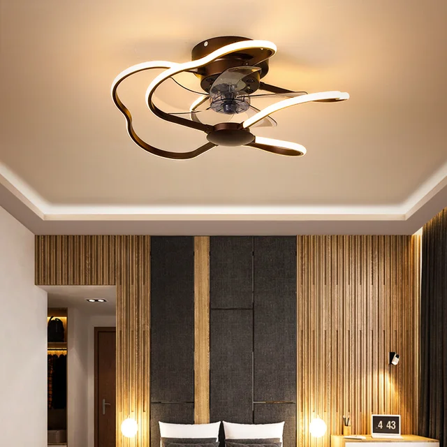 Nordic LED Ceiling Fans  Living Room bedroom Fan Lamp 110V 220V Bedroom Fan Lamp High Brightness Remote Control LED Fan Light 3