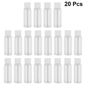 

20pcs 50ml Plastic Subpackaging Bottle Refillable Bottle Cosmetic Dispenser with Clip Cap for Home Travel (White)