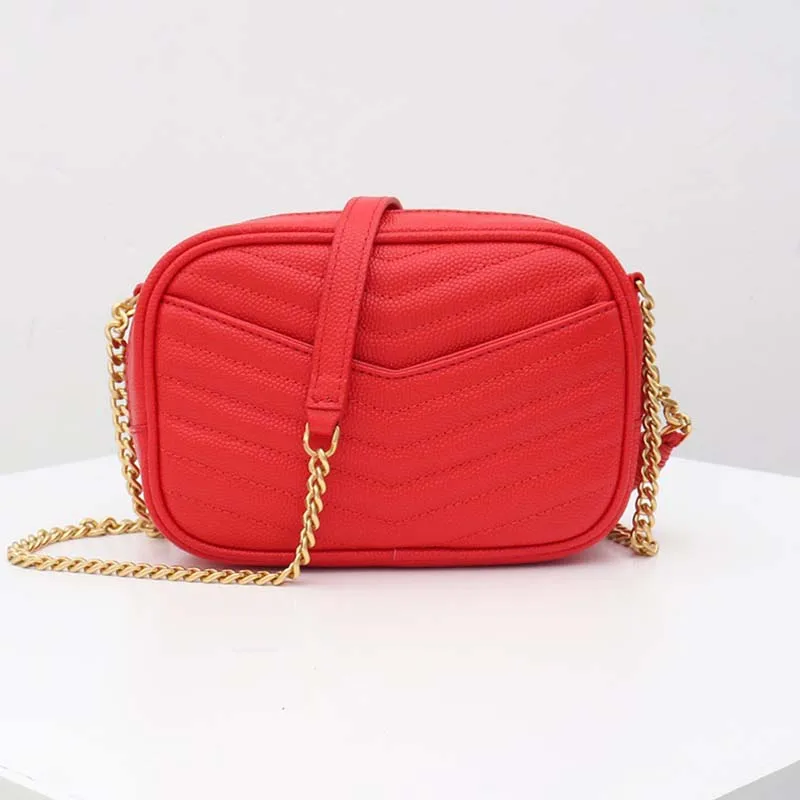 Роскошный стиль модная кожаная женская сумка роскошный фирменный дизайн женская сумка на цепочке - Цвет: Red