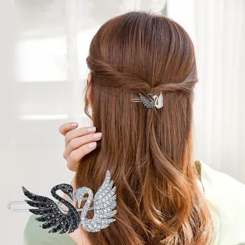 

CHIMERA Rhinestone Swan Hair Clips Elegant Metal Crystal Hairpin Luxury Hair Accessories for Women Ladies Fashion Hairgrips
