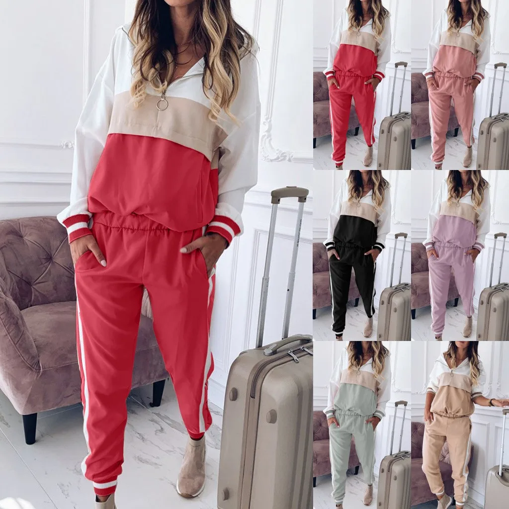 Женский спортивный костюм со свитшотом и брюками повседневная спортивная одежда