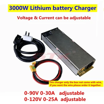 

Powerful 3000W 0-90v 0-120v 0-30A Voltage Current Adjustable Lithium Battery Charger for 12V 24V 48V Li ion Lifepo4 battery pack