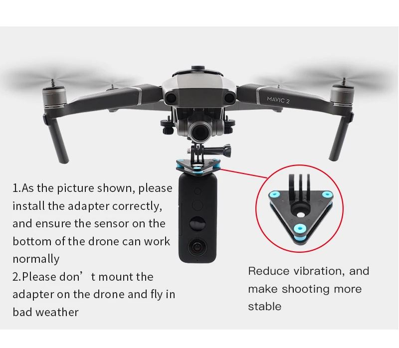 STARTRC кронштейн адаптер стабилизатор держатель Комплект для DJI Mavic 2 подключения Insta360 ONE X Экшн камеры и GoPro Hero 7
