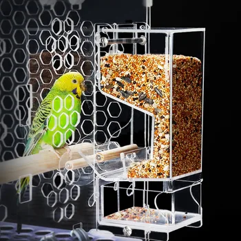 

1 Anti-spatter And Splash-proof Parrot Feeder Bird Poultry Feeder Automatic Acrylic Food Box Parrot Pigeon Pet Bird Feeder