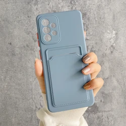 Universal Silicone Wallet Slot Phone Case with Card Holder Pocket - A22 4G (Lavender gray)