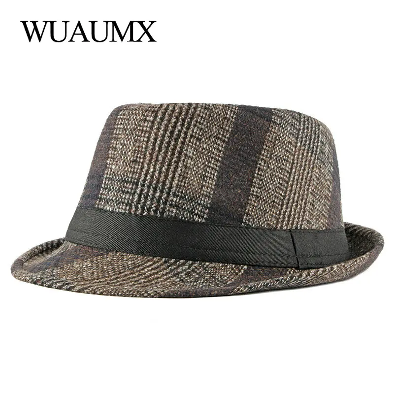 Wuaumx, Ретро стиль, английский стиль, мужская фетровая шляпа, котелок, шапки для мужчин, джентльмен, джаз, шапки, осень, зима, шляпа отца, Casquette