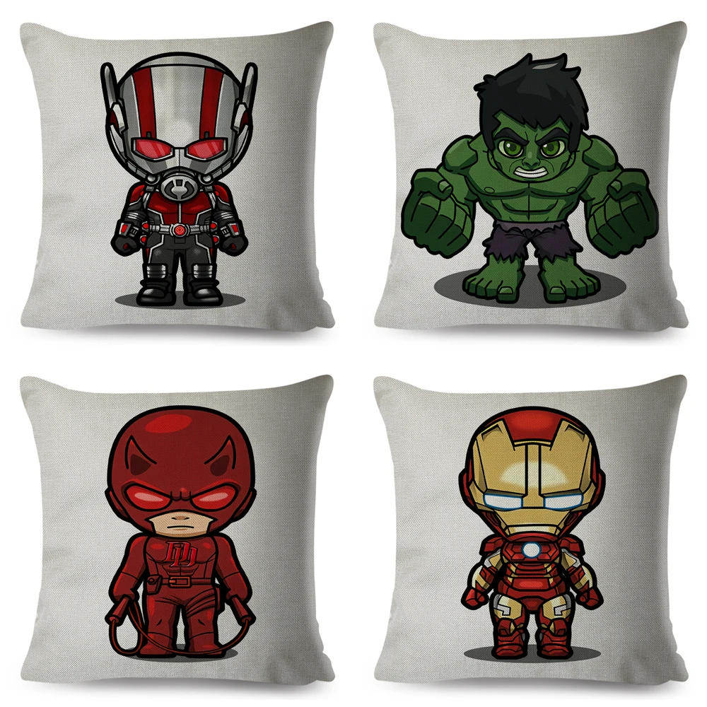 Супергерой Железный человек, Человек-паук, Hulk Marvel Супермен Мститель льняная Наволочка Чехол для подушки для дивана автомобиля домашняя наволочка 45x45 см