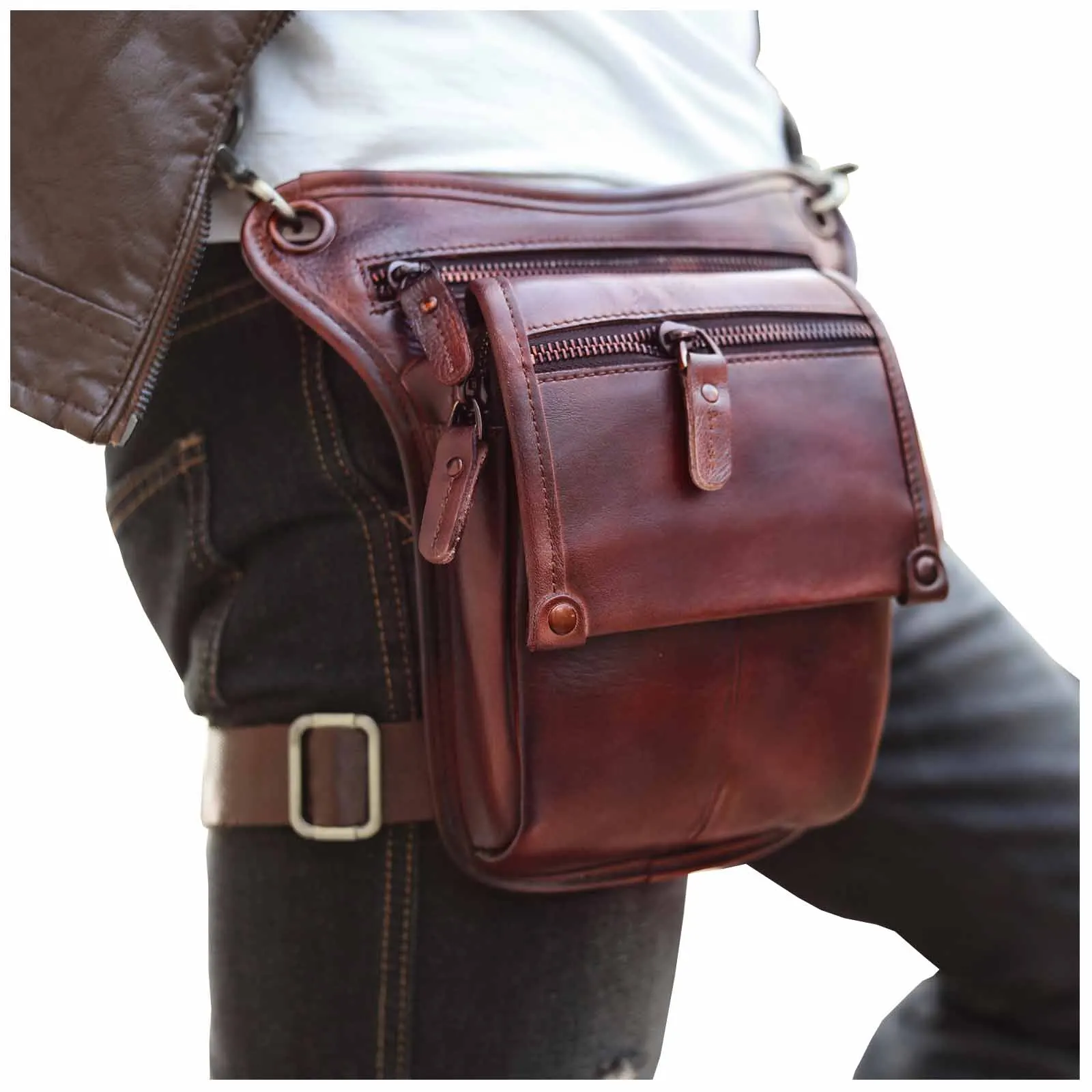 Качественная кожаная Мужская Дизайнерская повседневная классическая сумка-мессенджер модная дорожная поясная сумка 211-4CG - Цвет: Burgundy