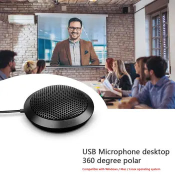 

USB Plug Computer Tabletop Omnidirectional Conference Microphone 360 Degree Long Distance for Recording Gaming Skype Voip Call