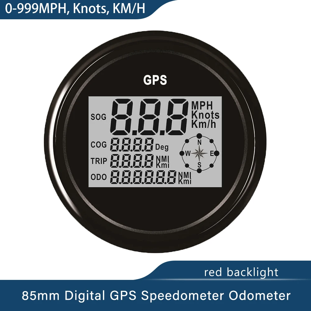 85mm Waterproof Digital 0999km Knots Mph Gps Speedometer Odometer For