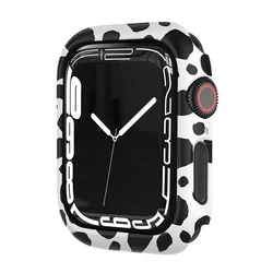 Durable Matte Hard PC Protective Cover for Apple Watch - Sleek Frame Bumper (White Leopard)