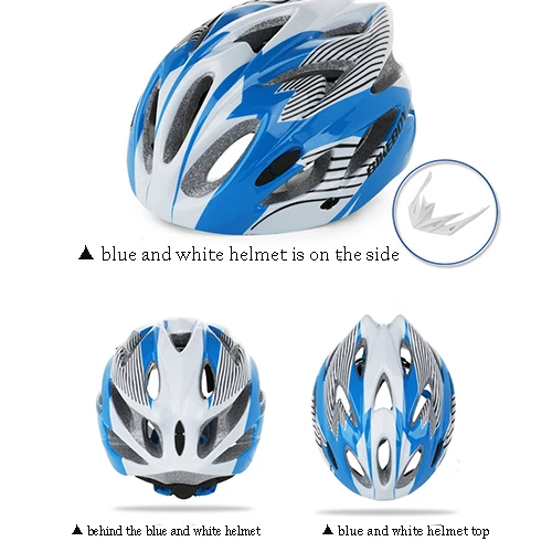 Blue and white lines Велосипедный шлем многоцветное защитное оборудование для верховой езды интегрированная форма легкий пористый дышащий шлем для горного велосипеда - Цвет: Blue and white lines