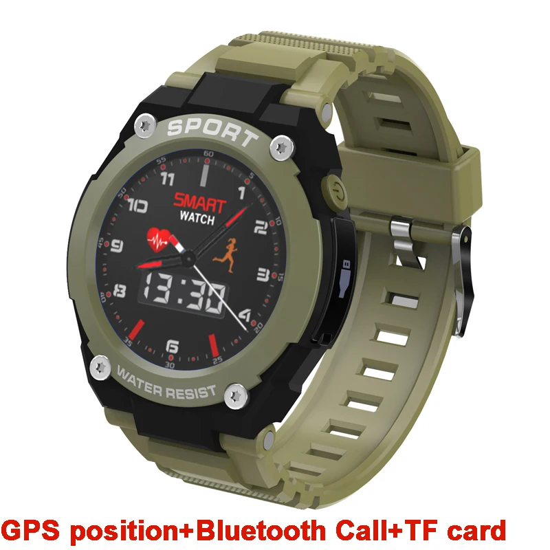 Green DT97 gps Смарт-часы для мужчин монитор сердечного ритма кровяное давление запись звука Компас Барометр оповещение Smartwatch VS DT98 F18 - Цвет: Green