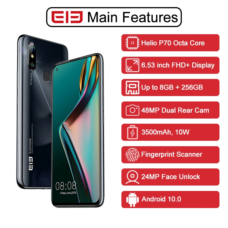 ELEPHONE U3H Helio P70 Octa Core Smartphone 6GB 128GB 6.53