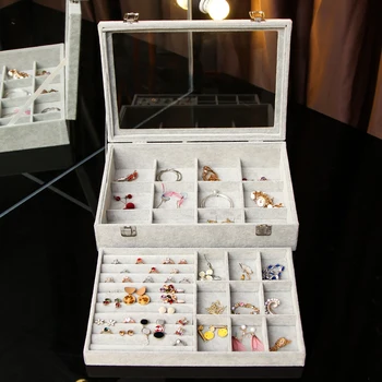 

M ring display storage holder racks grey velvet ring jewelry storage organizer holder display racks A255