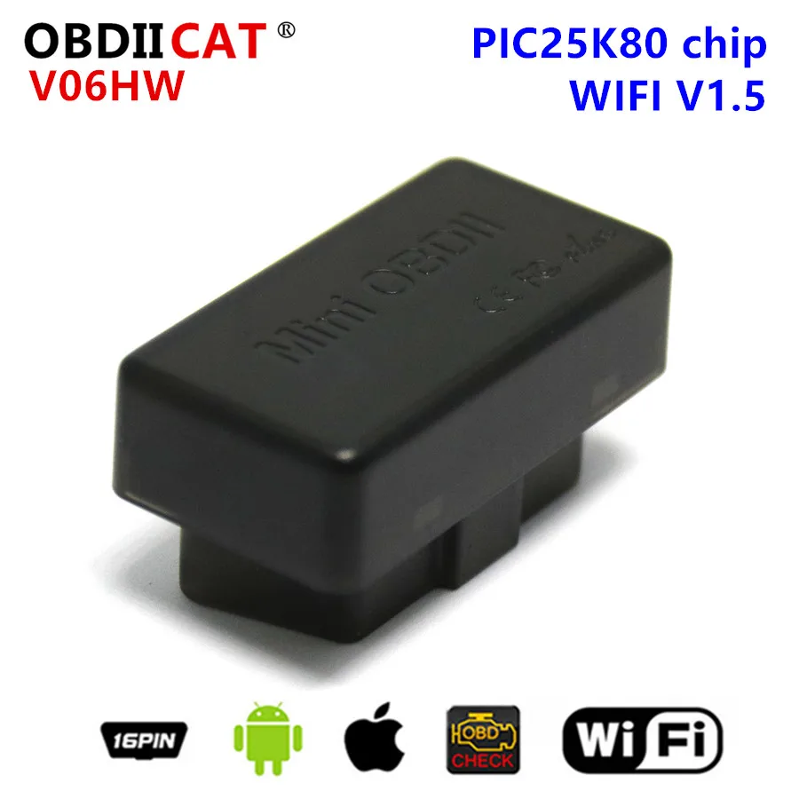 Диагностический интерфейс V06HW Super Mini ELM327 OBD2, ELM327 V1.5 с чипом PIC25K80, автомобильные сканеры, Инструменты OBDII