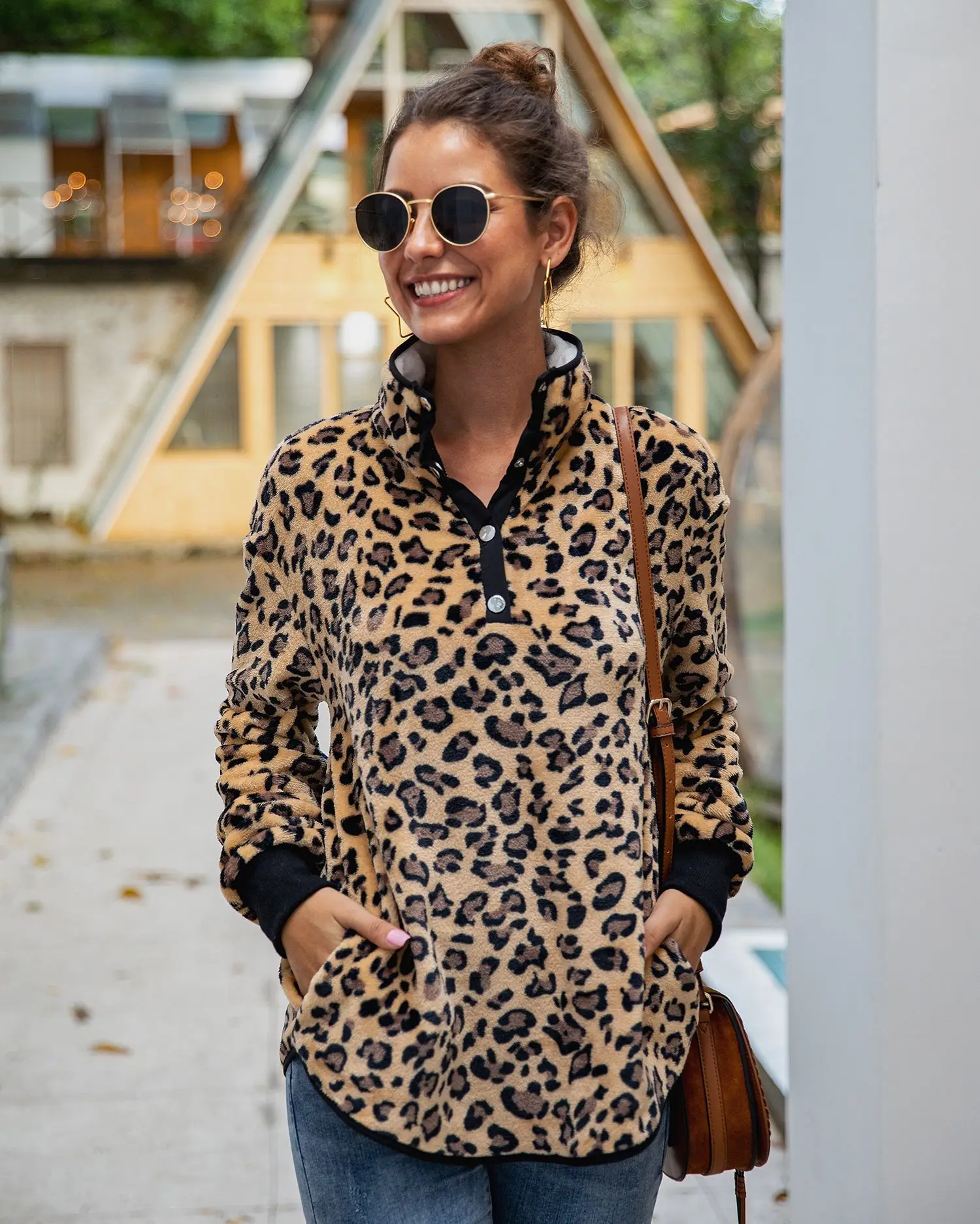 Пальто на молнии со стоячим воротником женские пуловеры осень зима теплый плюш свободный хлопок мягкий длинный рукав Женский свитшот