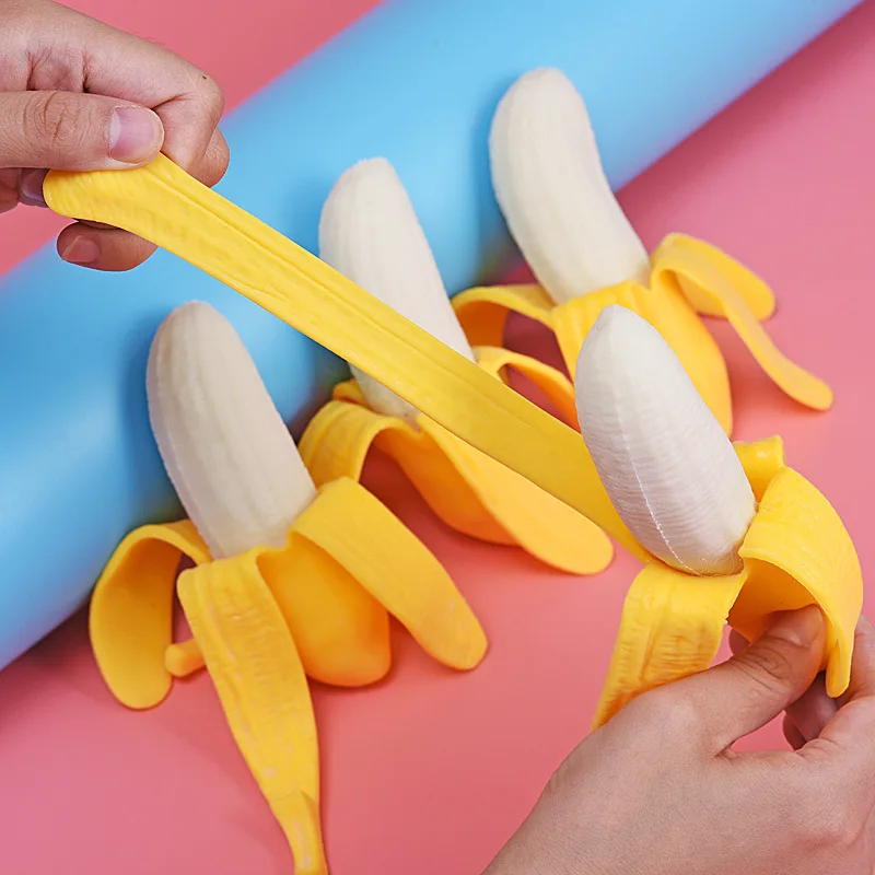 Моделирование банан мягкие для сжатия игрушки очищенные бананы декомпрессионная игрушка пилинг банан забавные люди Vent игрушки Ложка банан игрушка подарок