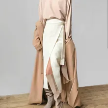 Женская замшевая длинная юбка цвета хаки на осень и зиму, повседневная юбка со шнуровкой, Женская миди-юбка с высокой талией, Офисная женская элегантная