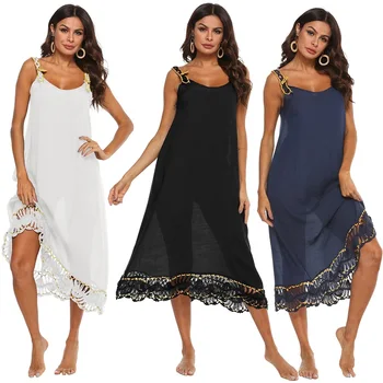 

2020 New Crochet Knitted Beach Cover up dress Tunic for Beach Pareos Bikini Cover up Swim cover up Sarong Bathing suit cover ups