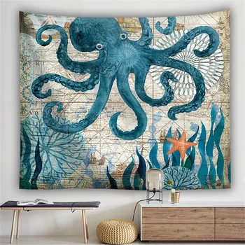 

Octopus Tapestry Mandala Wall Hanging Tapestry Marine Life Bohemian Tapestry Wall Art Decor Beach Throw Table Runner