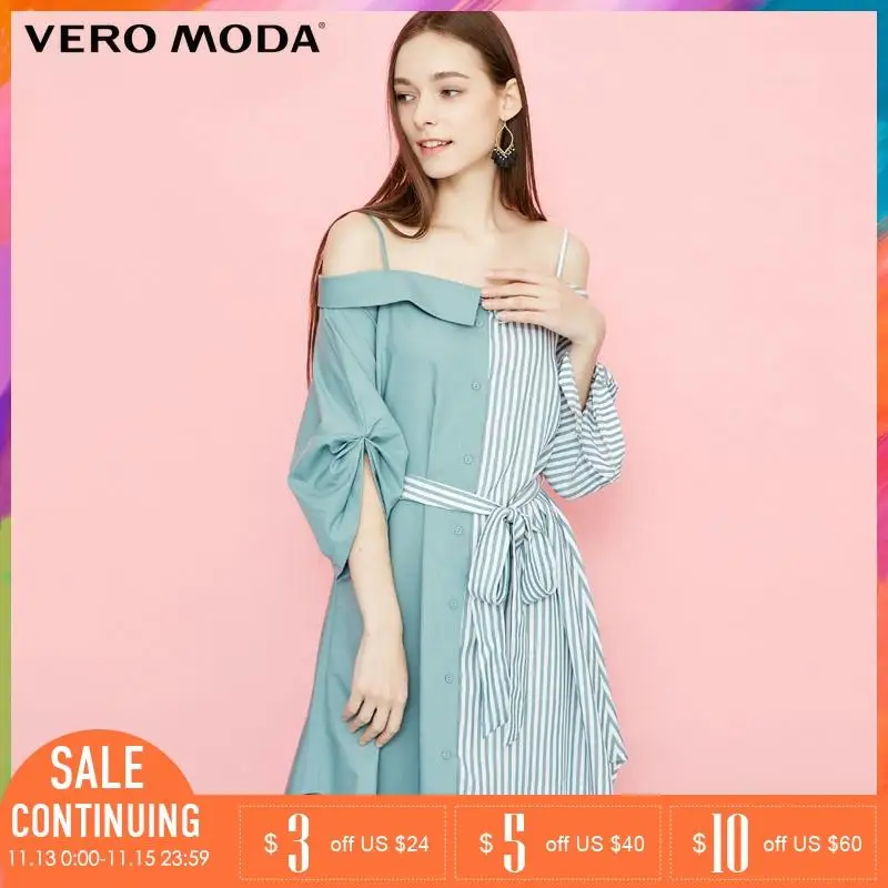Vero Moda летнее платье в полоску с длинным рукавом | 318331521|