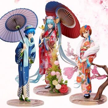 

Anime Vocaloid Kaito Hanairogoromo Kimono Flower PVC Miku luka Action Figure Kimono Yukata figurines Collectible Model Toy D19