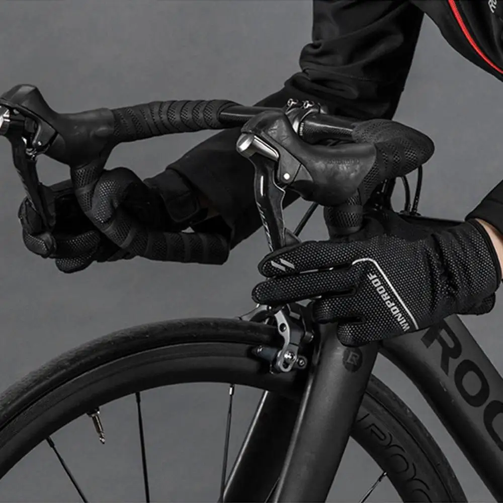 AUMOHALL, велосипедные перчатки, противоскользящие, дышащие, велосипедные перчатки, длинные, полный палец, сенсорный экран, на запястье, с пряжкой, перчатки для мужчин и женщин
