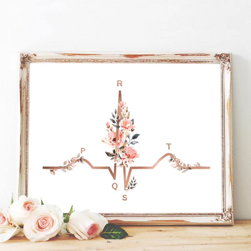 Warm-Medical-Posters-Flowers-Heart-Stethoscope-Ecg-Creative-Medical-Equipment-Canvas-Painting-Hospit (4)