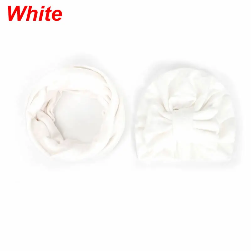 White KLV 2 шт./компл. хлопок детская шапка+ шарф для малышей; Детские Кепки шарфы для мальчиков и девочек, теплая вязаная шапка с воротником комплект осенней одежды для детей Детские Кепки - Цвет: White
